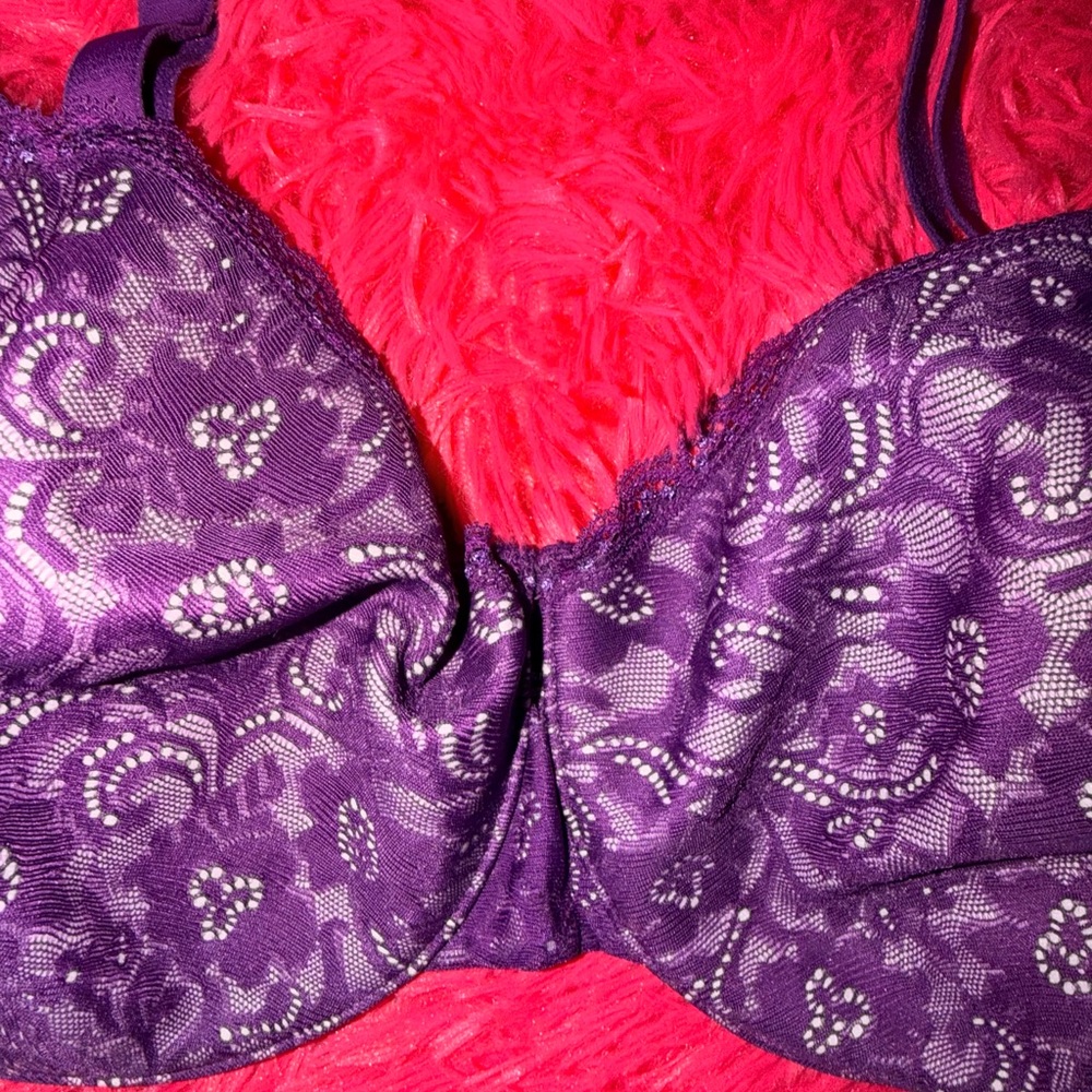 Soma Purple Enticing Lift Balconet Underwire Back Closure Floral Bra - Picture 3 of 9